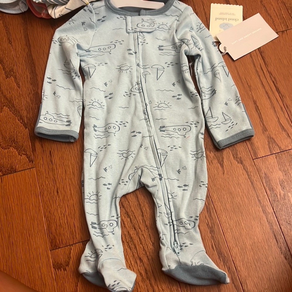 Newborn- 3 one pieces with an inverted zipper to keep arms warm